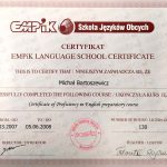 Certyfikat poświadczający dobrą znajomość języka Angielskiego