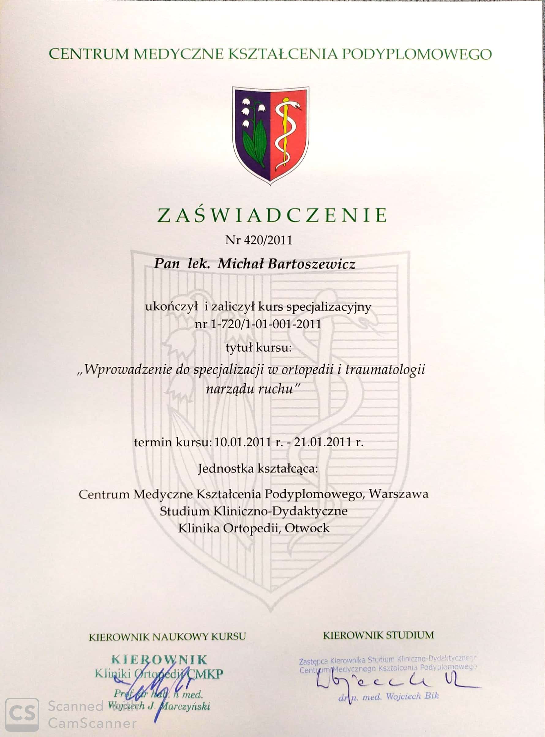 Kurs wprowadzający do specjalizacji z Ortopedii